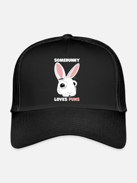 Bunny Pun Somebunny Loves Puns Punster - Trucker Cap - black/black - Front