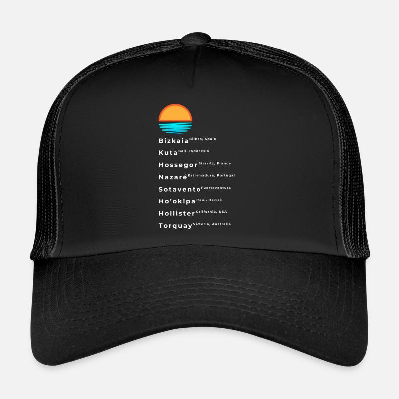Popular Surf Spots List Trucker Cap
