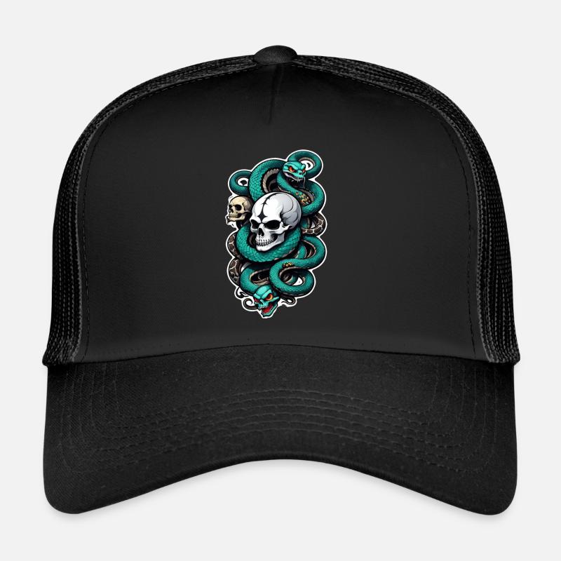 serpent squelette et tatouage Casquette trucker 