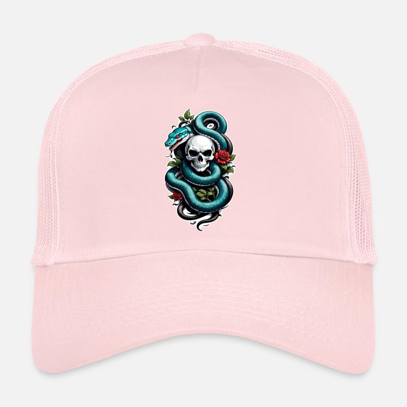 Snake Skeleton and Tattoo Trucker Cap