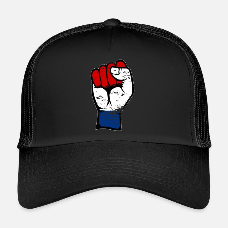 Poing du drapeau de la Hollande utilisé Casquette trucker 