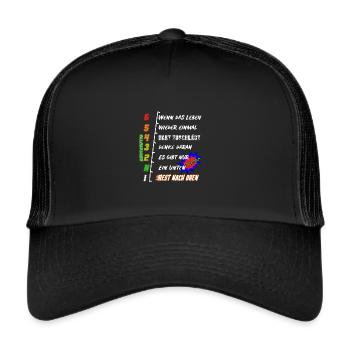 Motorrad Gangschaltung - Motivation - Trucker Cap - Schwarz/Schwarz - Vorne