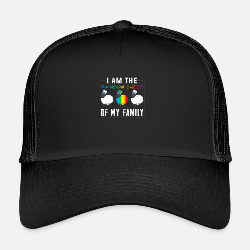 CSD Schaf Regenbogenfarben - Trucker Cap - Schwarz/Schwarz