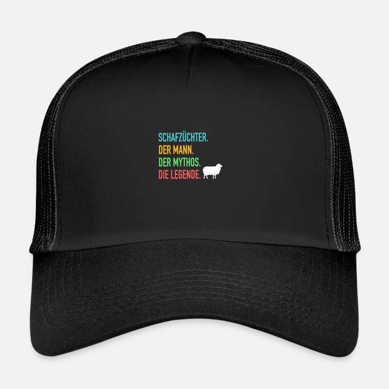 Schaf Schafe Hirte Schäfer Schafbesitzer Geschenk - Trucker Cap - Schwarz/Schwarz