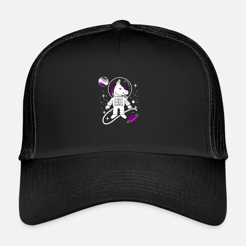 Einhorn Astronaut Ace Pride - Trucker Cap - Schwarz/Schwarz