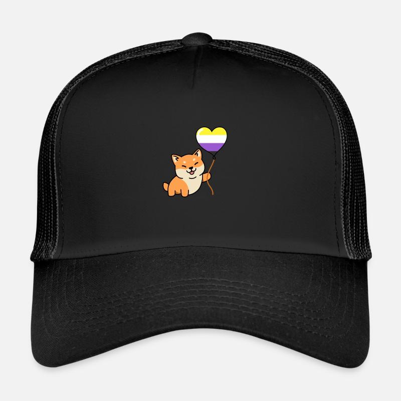 Shiba Inu Nonbinary Pride Balloon Nonbinary Pride Trucker Cap
