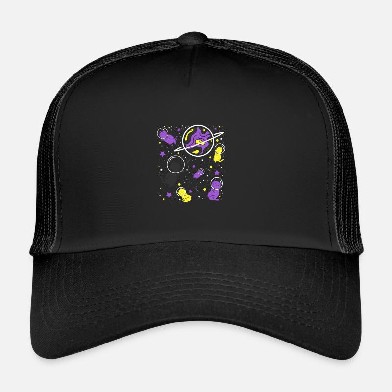 Nonbinary Pride Katze im Weltraum Trucker Cap