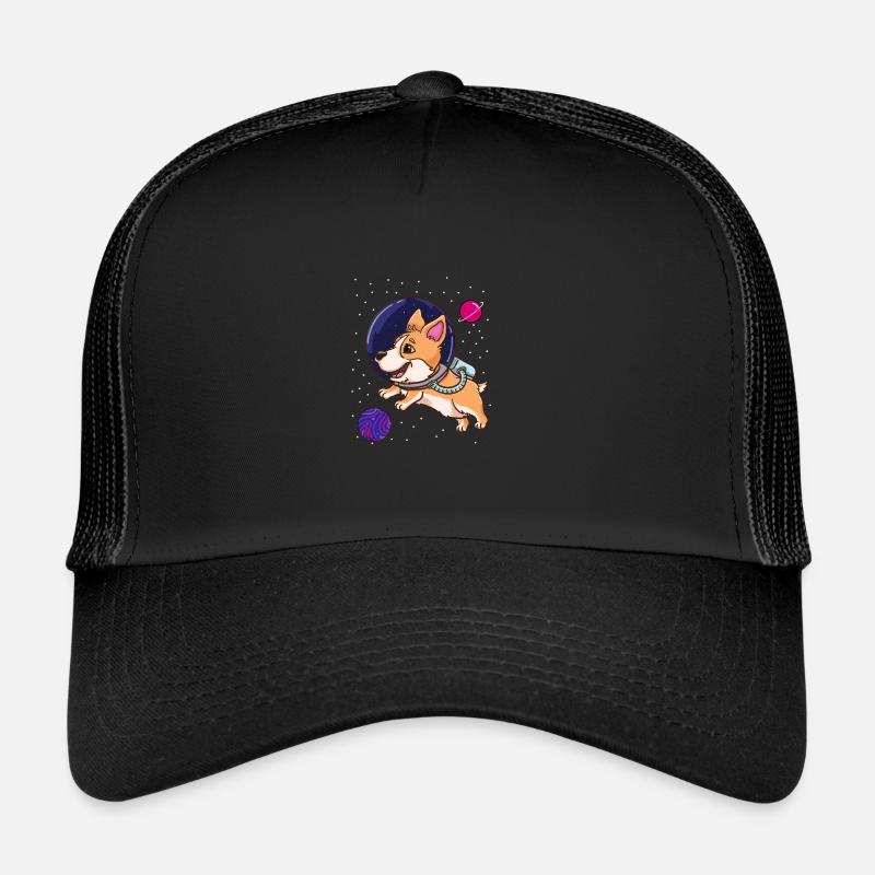 Bisexuelles Corgi im Weltraum Bisexual Pride - Trucker Cap - Schwarz/Schwarz