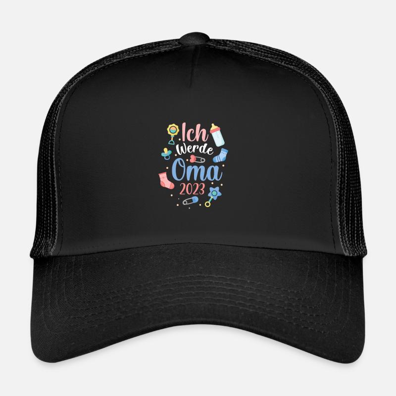 Ich Werde Oma 2023 süßes werdende Großmutter - Trucker Cap - Schwarz/Schwarz