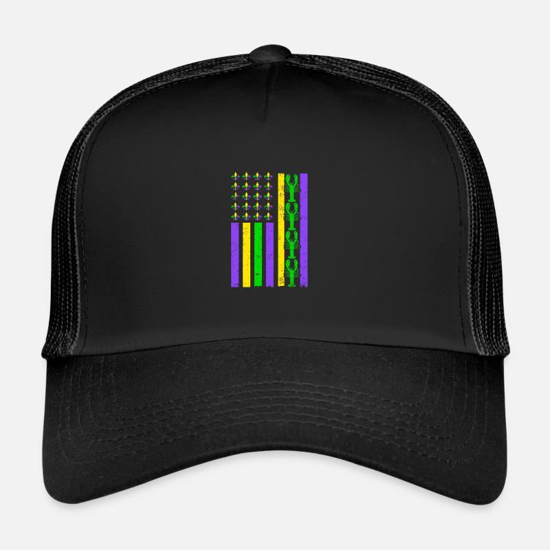 Super drapeau d’écrevisse de Mardi Gras pour Mardi Gras - Casquette trucker  - noir/noir