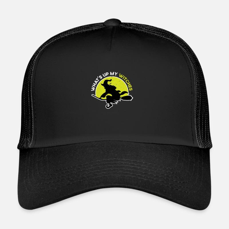 Halloween broom riding broom witch Trucker Cap