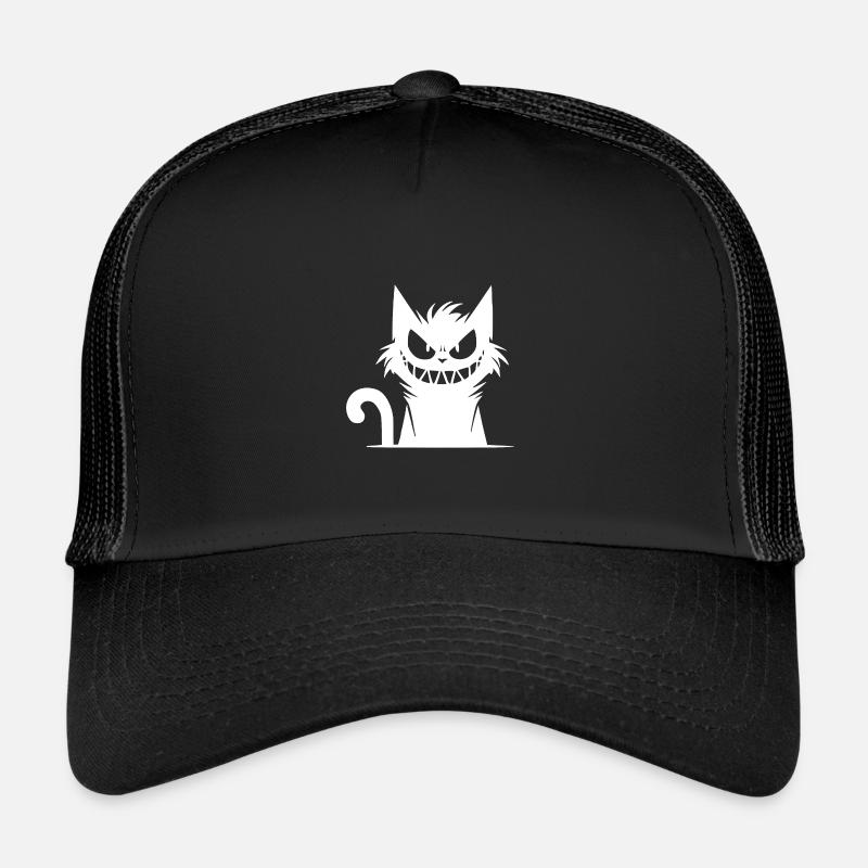 Chat souriant avec un regard maléfique dans les yeux Casquette trucker 