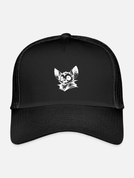 Creepy mignon chauve-souris bébé crayon croquis - Casquette trucker  - noir/noir - Devant