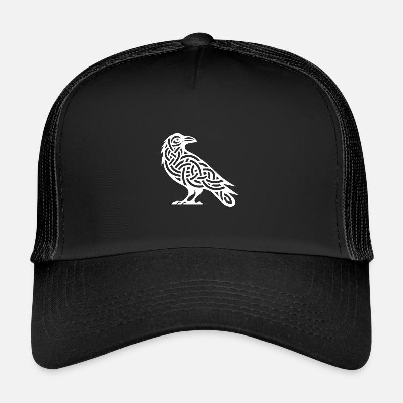 Raven Bird in Celtic Tattoo Knot Style Trucker Cap