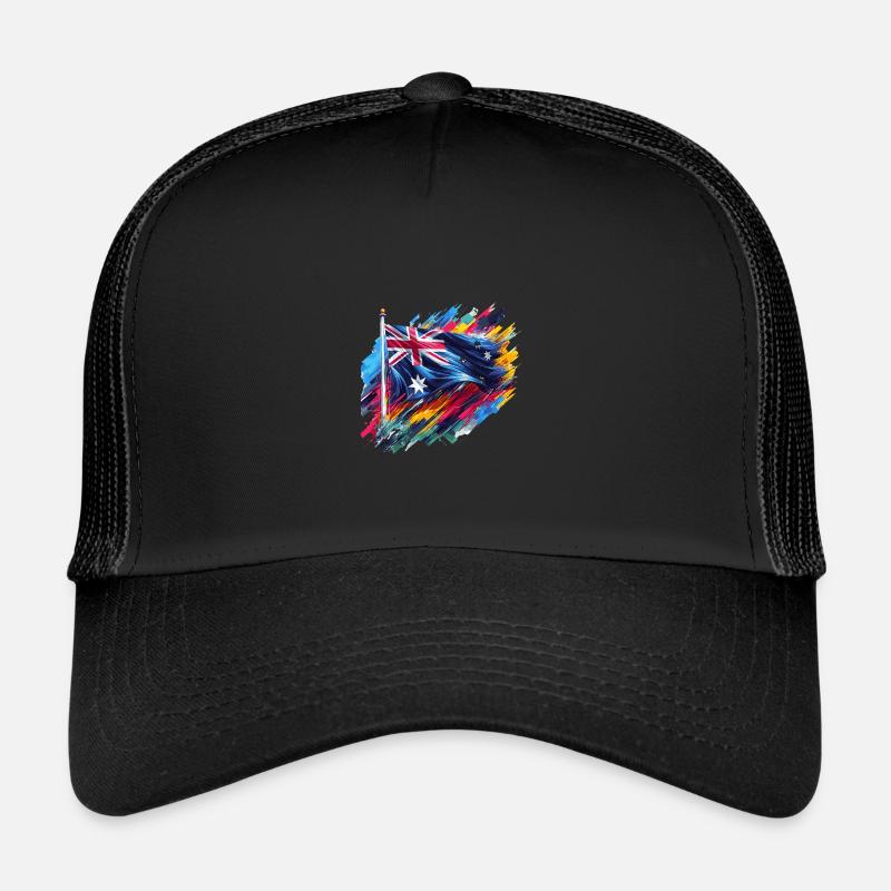 Australische Flagge in Farben - Trucker Cap - Schwarz/Schwarz