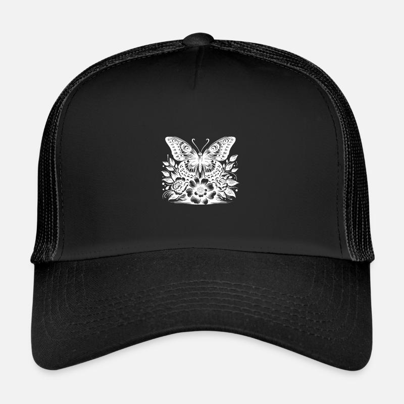 Imaginative flower butterfly motif Trucker Cap