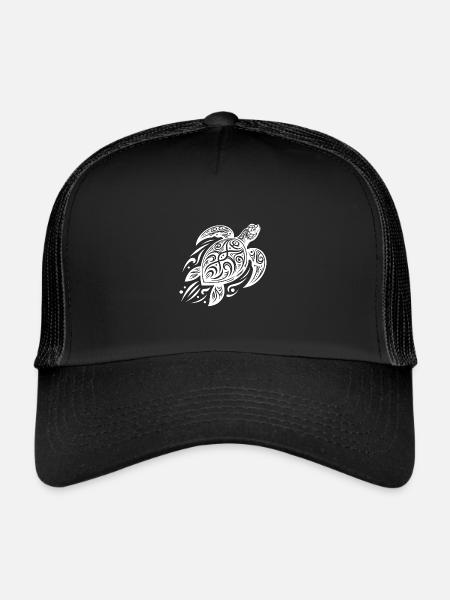 Powerful Pacific Turtle Meets Tribal - Trucker Cap - black/black - Front