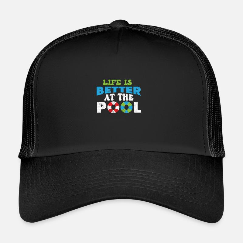 Schwimmer Schwimmen 50 Meter Bahn Brustschwimmen - Trucker Cap - Schwarz/Schwarz
