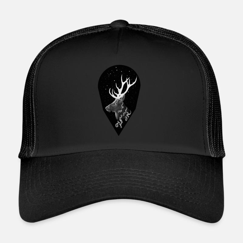 Tier Totem Hirsch Orakel - Trucker Cap - Schwarz/Schwarz