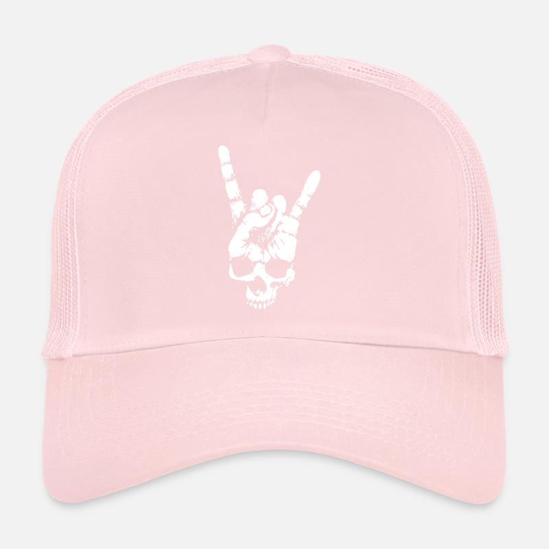 crâne en métal lourd avec la main de cornes du diable Casquette trucker 