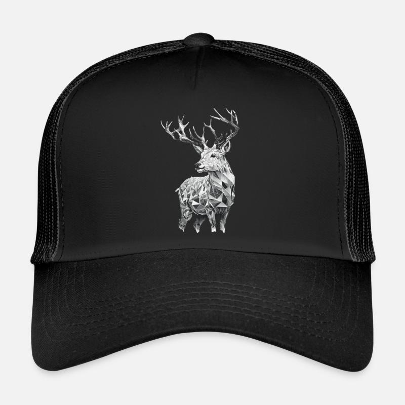 Hirsch geometrisch schwarz weiss - Trucker Cap - Schwarz/Schwarz
