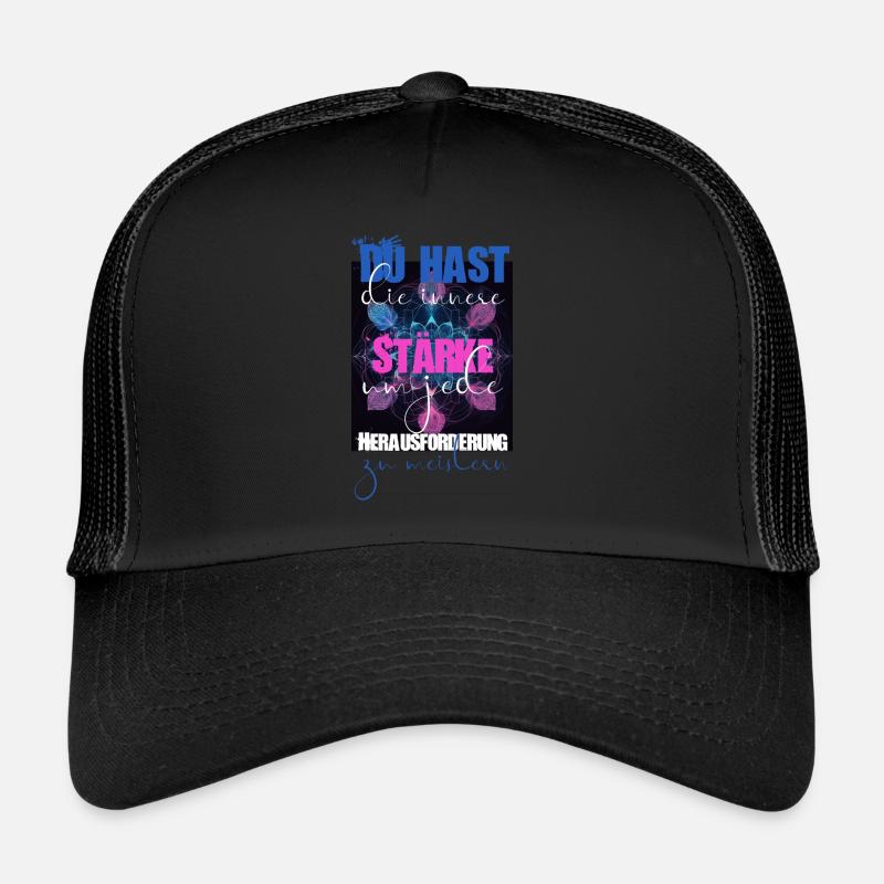 Blume des Lebens, Heilige Geometrie - Trucker Cap - Schwarz/Schwarz