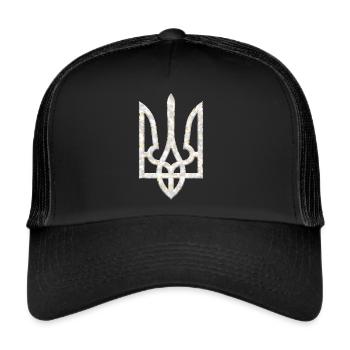Ukraine Wappen Gerfalke Trident Dreizack Marmor - Trucker Cap - Schwarz/Schwarz - Vorne