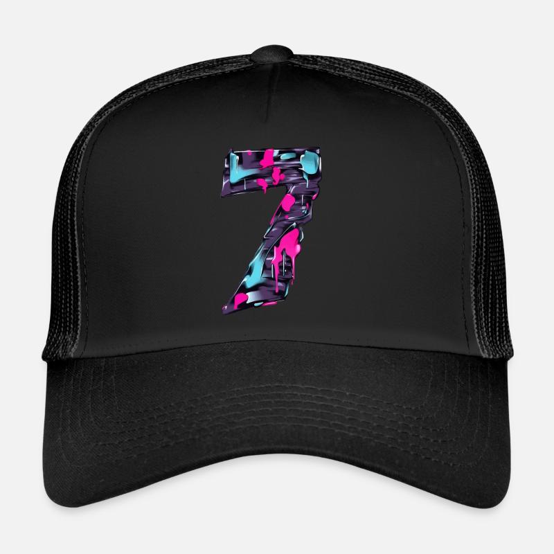 NR. 7 NUMMER 7 COOL 7. GEBURTSTAG - Trucker Cap - Schwarz/Schwarz