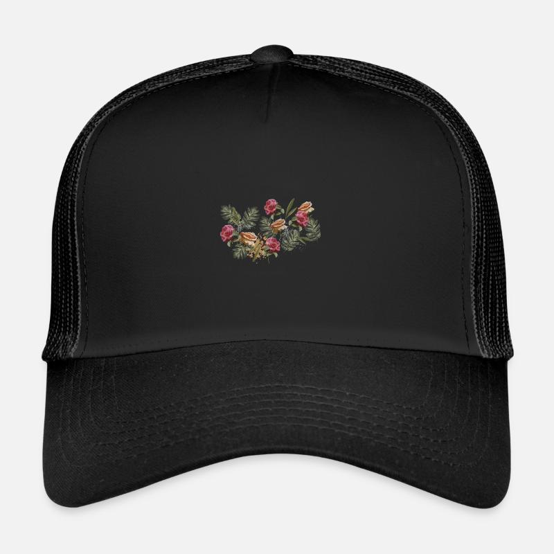 Flowers Floral Pattern Elegant Rose Leaves Trucker Cap