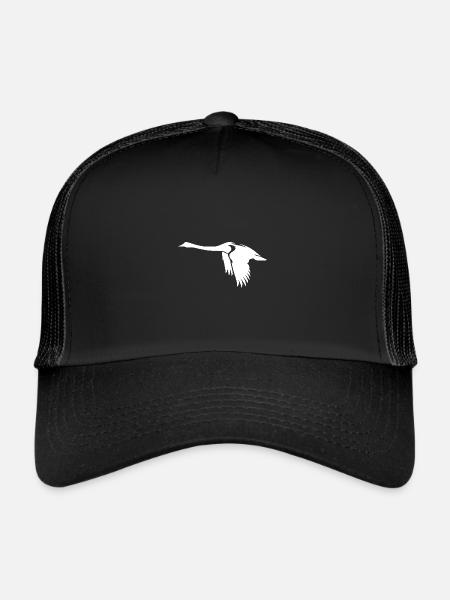 Élégant cygne volant sur de grandes ailes - Casquette trucker  - noir/noir - Devant