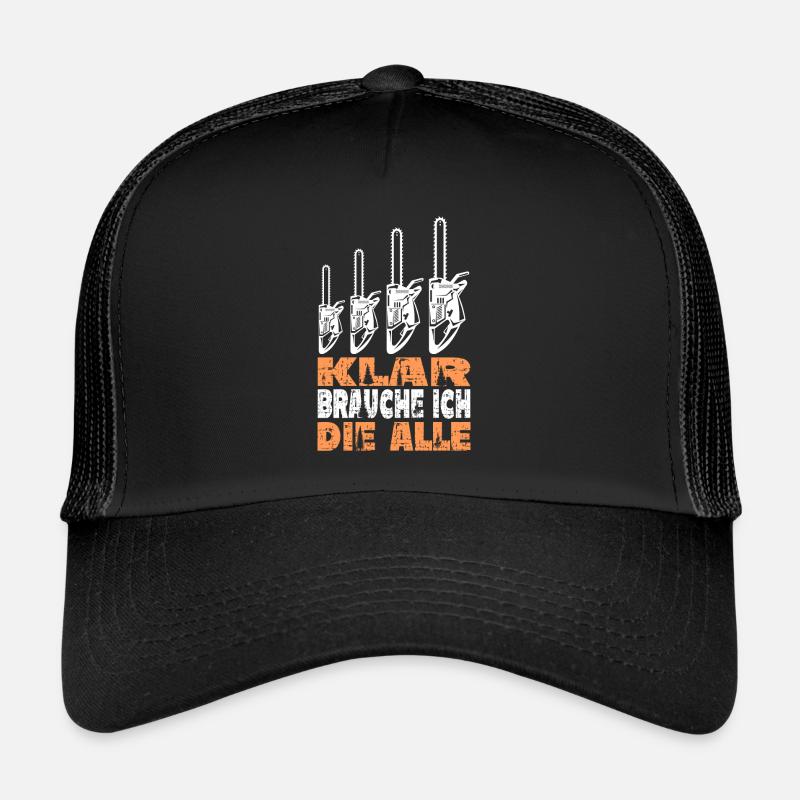 Kettensäge Holzfäller Förster Waldarbeit - Trucker Cap - Schwarz/Schwarz