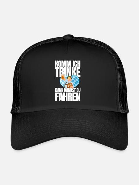 Komm ich trinke dann kannst du fahren - Trucker Cap - Schwarz/Schwarz - Vorne
