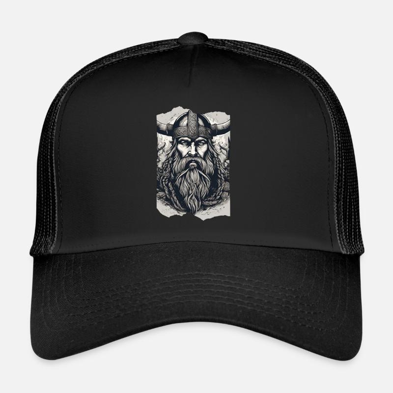 Norseman Legende Wikinger Gehörnter Helm Bart Grau Trucker Cap