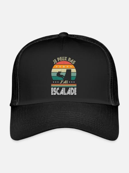 Je peux pas j'ai Escalade - Idée Cadeau Grimpeur - Casquette trucker  - noir/noir - Devant