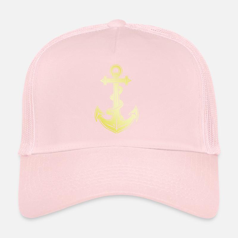 Anchor Symbol Gold Trucker Cap