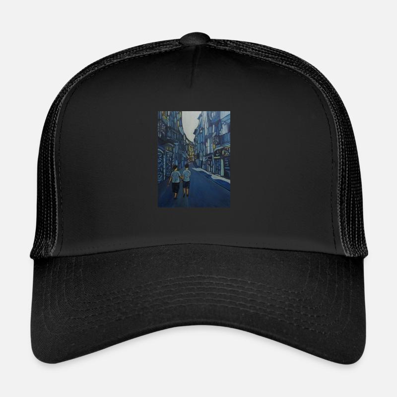 Abstrakte Straße - Trucker Cap - Schwarz/Schwarz
