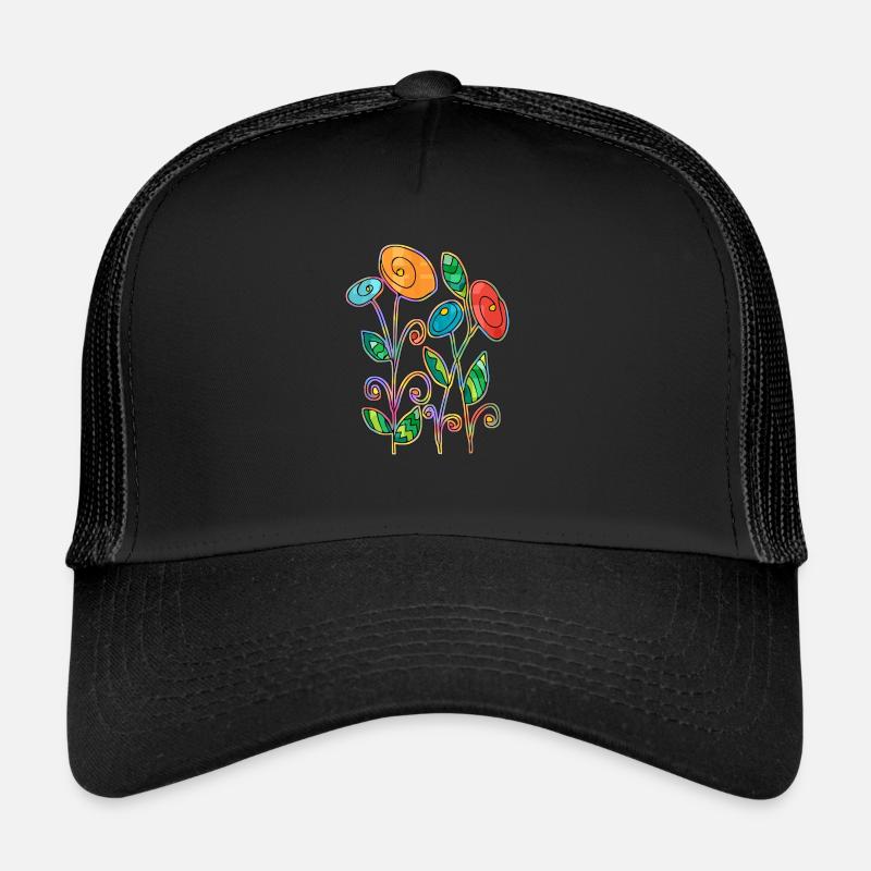 Fleurs - Casquette trucker  - noir/noir