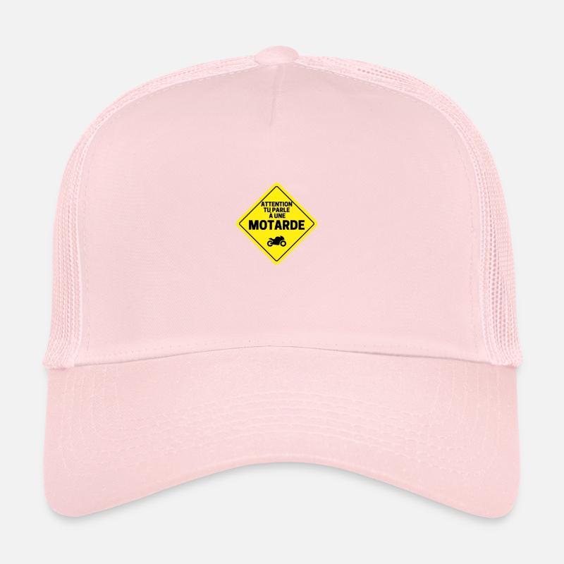 Biker caution road sign Trucker Cap