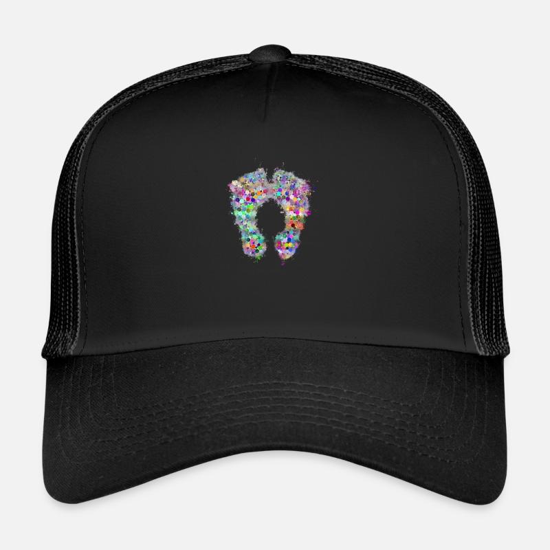 Füsse Fußabdrücke hell glühend - Trucker Cap - Schwarz/Schwarz
