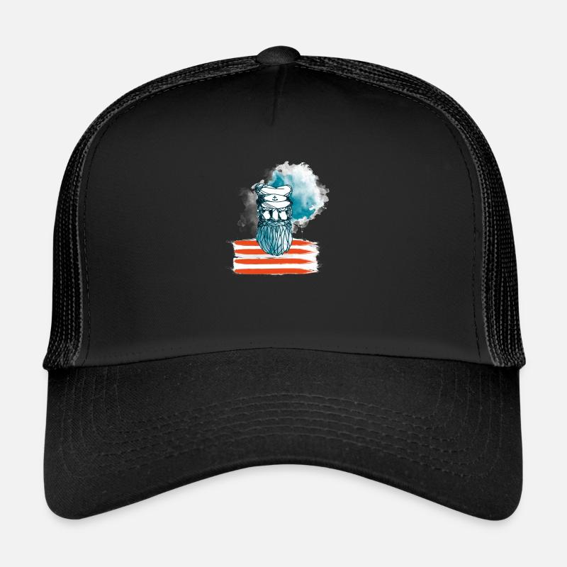 Der alte Seebär - Maritim Serie von AP-Design - Trucker Cap - Schwarz/Schwarz