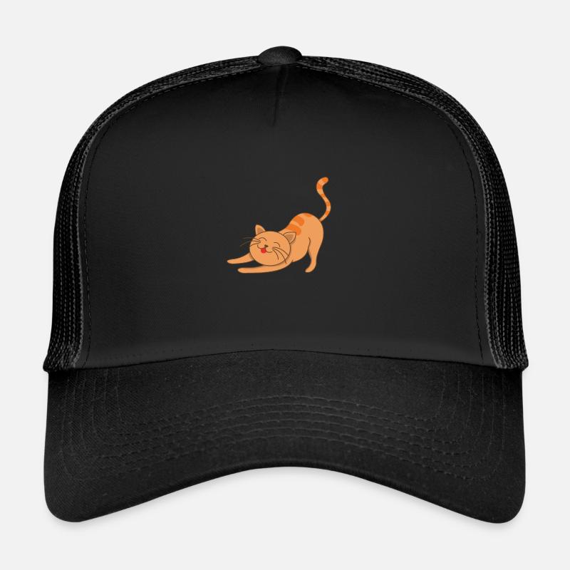 Namaste Yoga Katze Main Coone Perser Geschenk - Trucker Cap - Schwarz/Schwarz