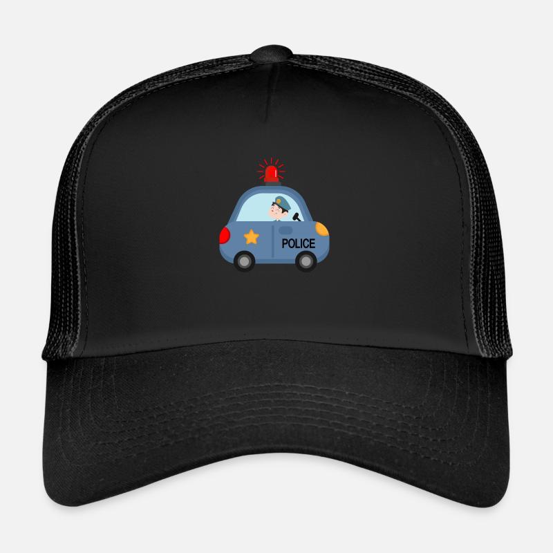 Police Polizei Kinderkommisar Blaulicht - Trucker Cap - Schwarz/Schwarz