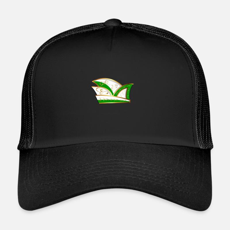 KOMITEEMÜTZE GRÜN WEISS KARNEVAL Narrenkappe - Trucker Cap - Schwarz/Schwarz