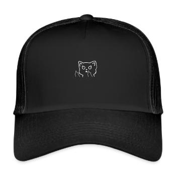 Humour chat énervé. Expression directe - Casquette trucker  - noir/noir - Devant