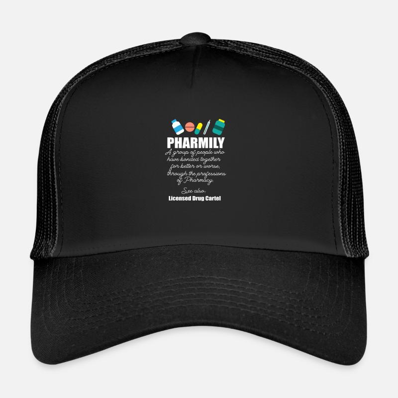 Pharma Medizin Medikamente Pharmily - Trucker Cap - Schwarz/Schwarz