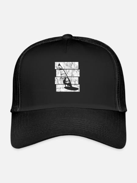 Windsurfing Windsurfers Retro Windsurfing Surfing - Trucker Cap - black/black - Front