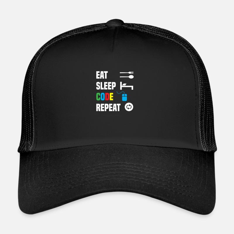 Code Encodage Codeur Codage Informaticien - Casquette trucker - noir/noir