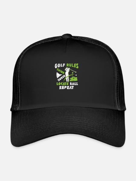 Golf Golfer Golf Club Golf Ball Golf Course - Trucker Cap - black/black - Front