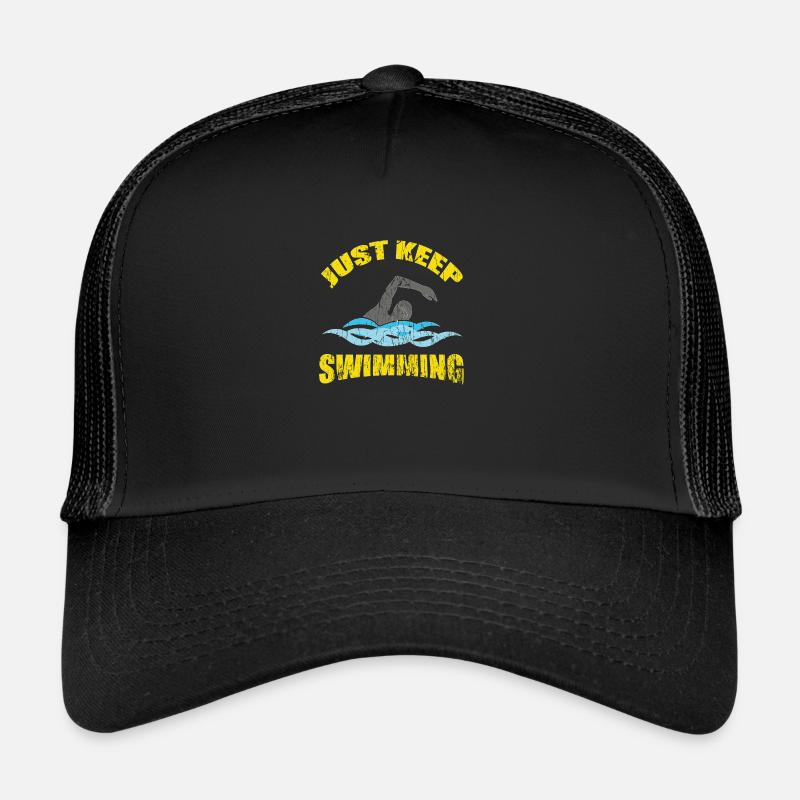 Schwimmer Schwimmen 50 Meter Bahn Brustschwimmen - Trucker Cap - Schwarz/Schwarz