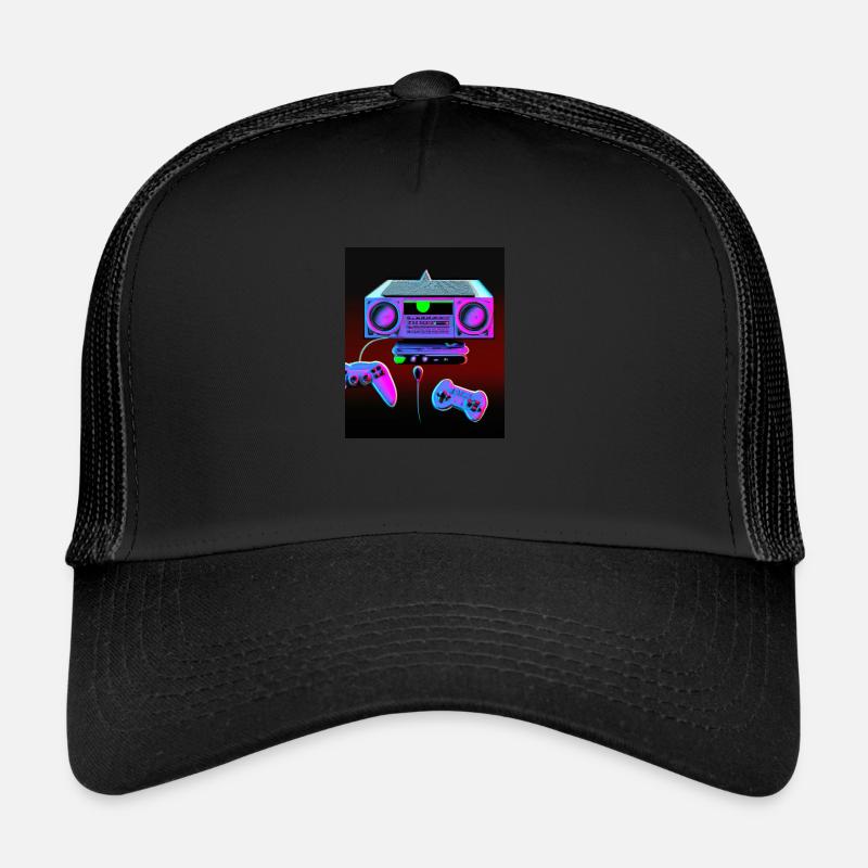 Vaporwave Aesthetic Retro Gaming Console Trucker Cap